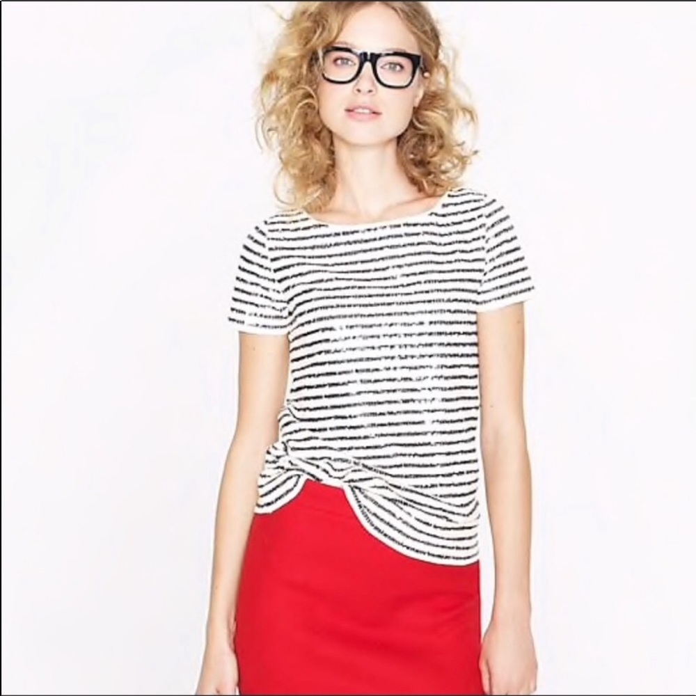 J. Crew, Medium, sequin short sleep top, blue and white stripes